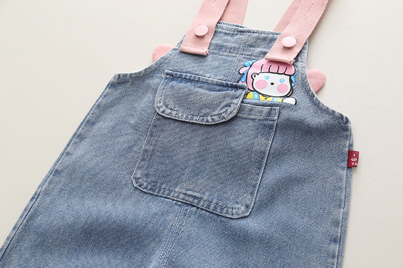 Conjunto Infantil Feminino Jardineira Ursinho e Lístras