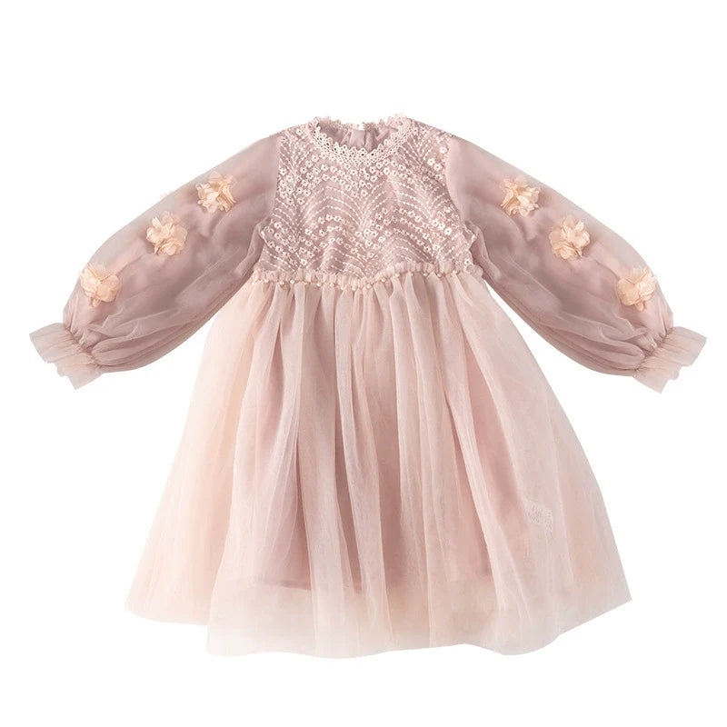 Vestido Infantil Florzinhas Tule