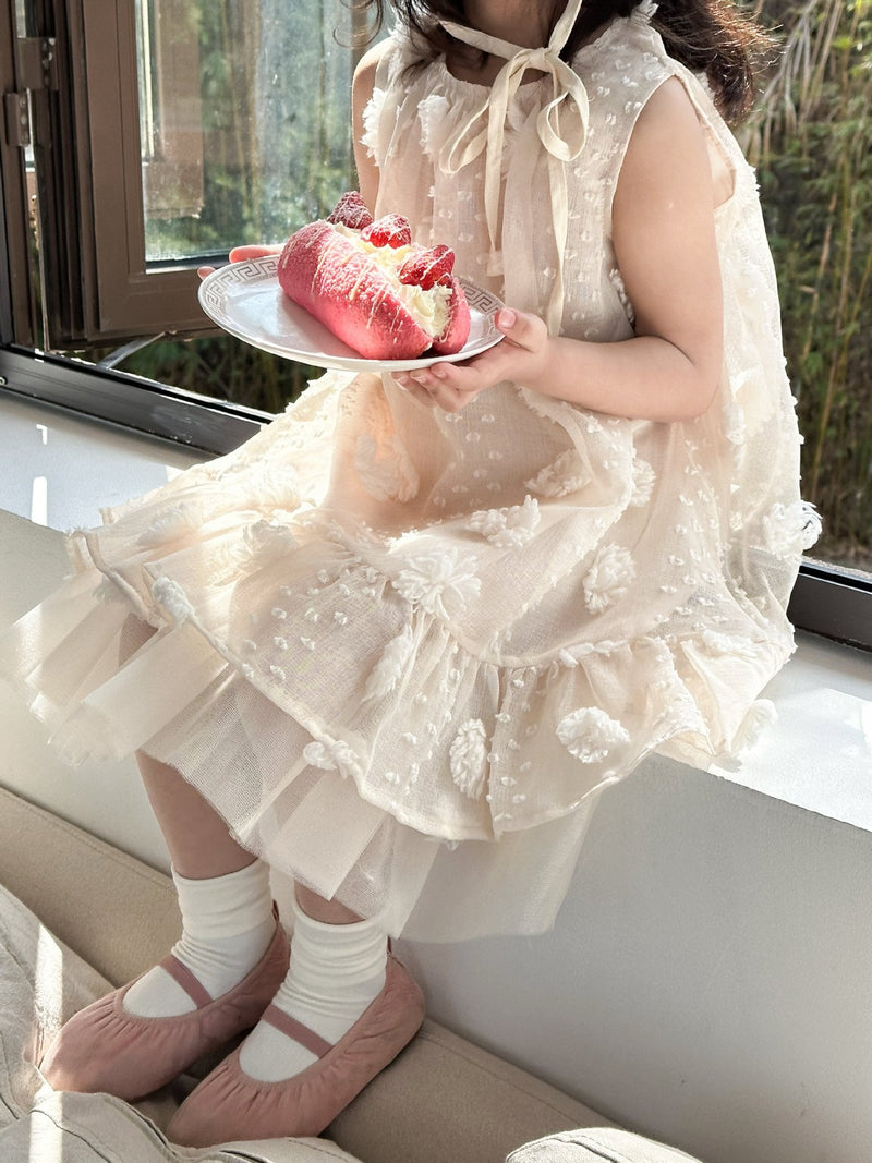 Vestido Infantil Bege Florzinhas