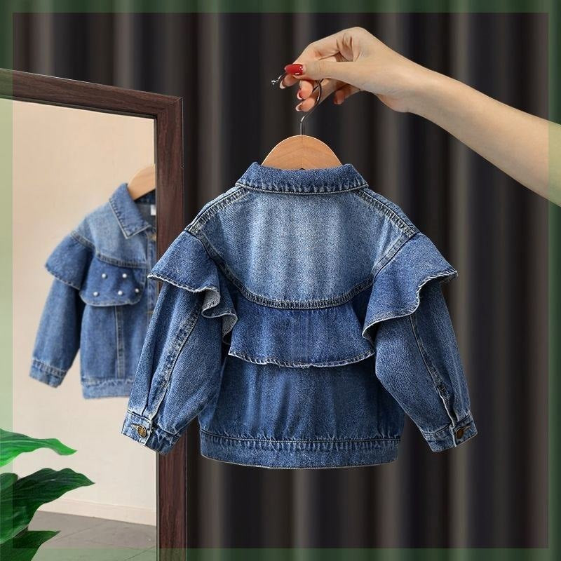 Jaqueta Infantil Feminina Jeans Pérolas
