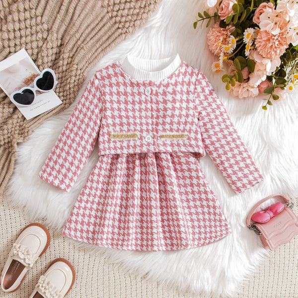 Conjunto Infantil Feminino Tweed Rosa