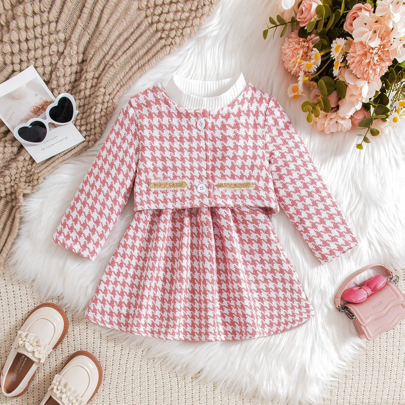 Conjunto Infantil Feminino Tweed Rosa