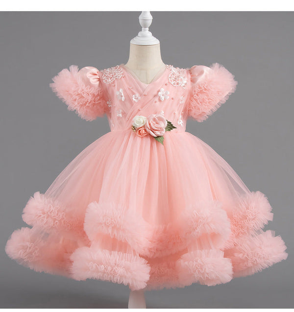Vestido Infantil Tule Bufante com Florzinhas