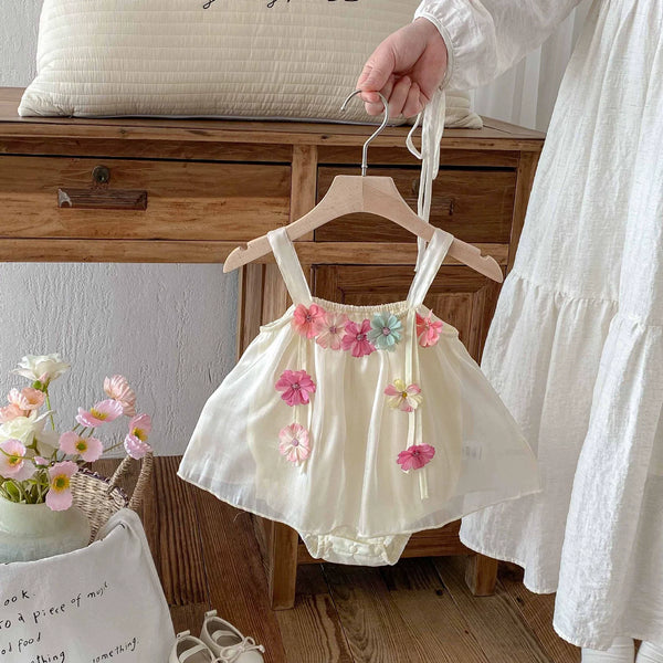 Body Vestidinho Infantil Flores