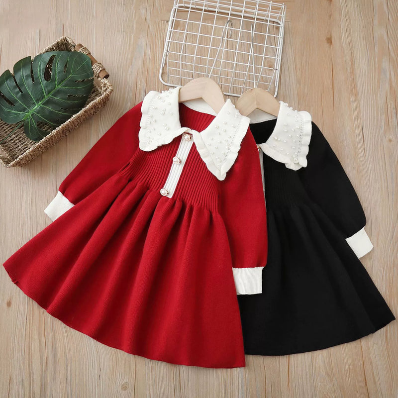 Vestido Infantil Tricô Pérolas