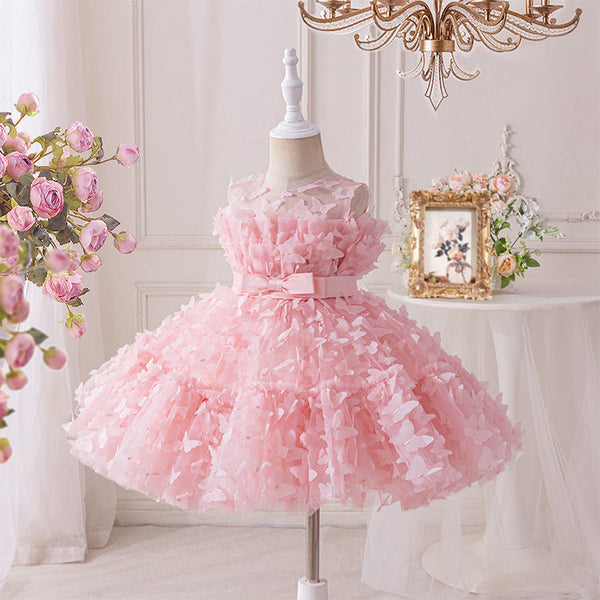 Vestido Infantil Rosa Pequenas Borboletas