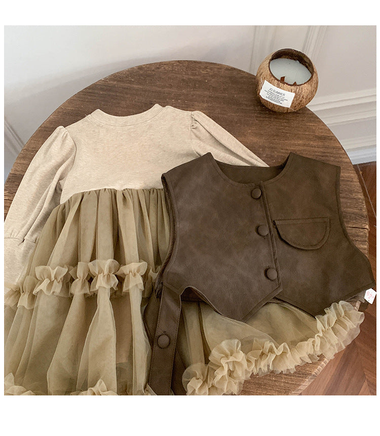 Conjunto Infantil Colete + Vestido Tule