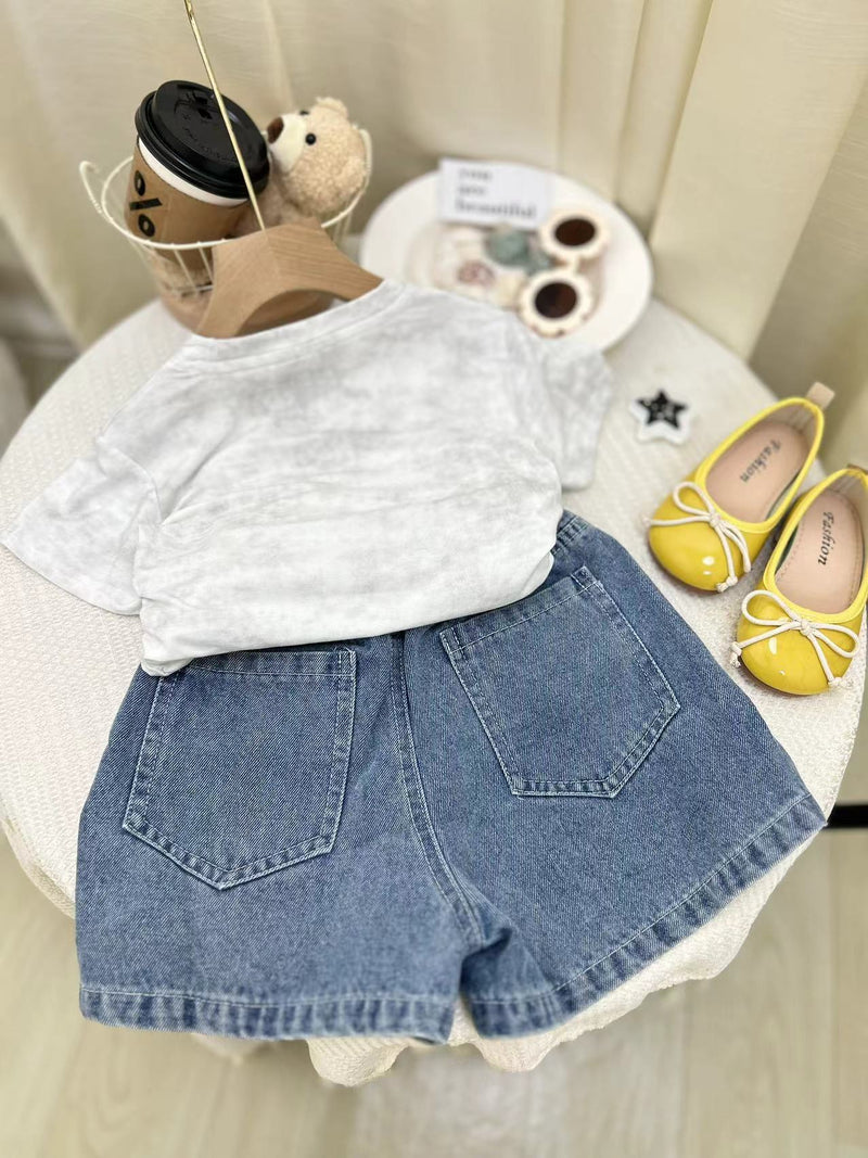 Conjunto Infantil Feminino Jeans Borboleta