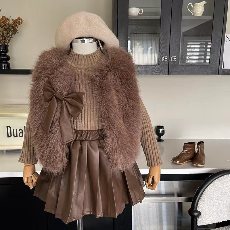 Conjunto Infantil Feminino 3 Peças Pelinhos e Lacinho