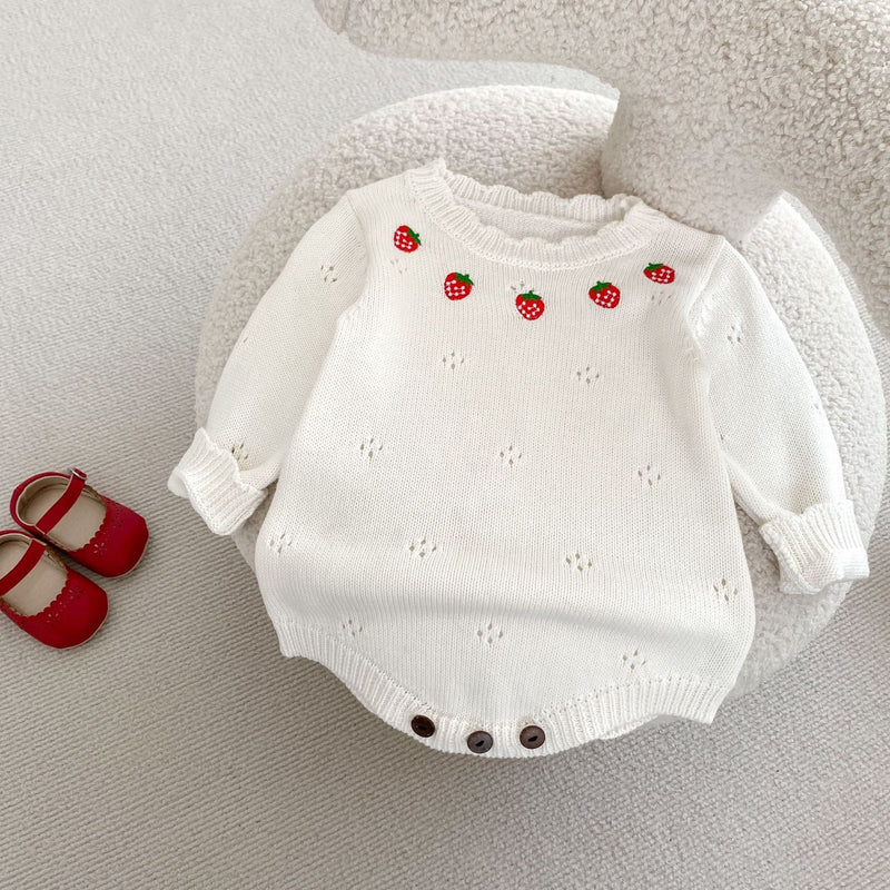 Body Infantil Feminino Tricô Moranguinhos