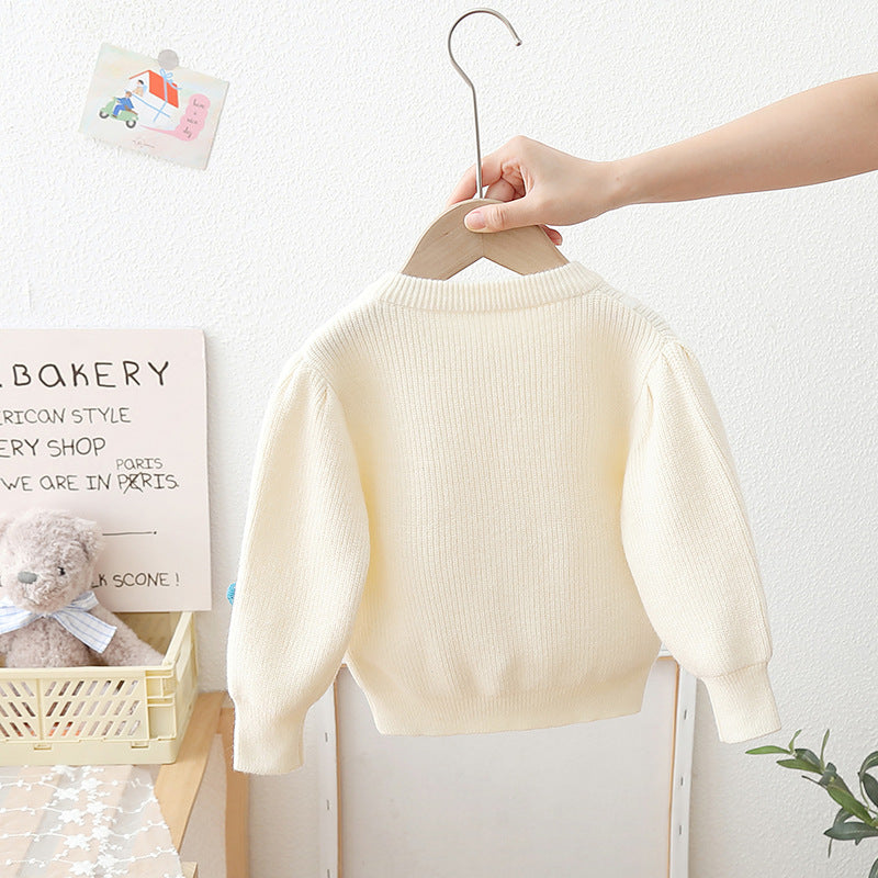 Cardigan Infantil Tricô Coraçõezinhos