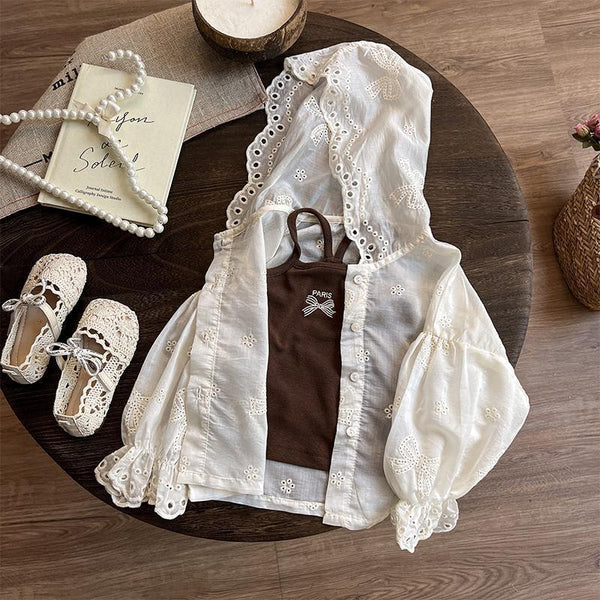 Camisa Infantil Rendado Lacinhos