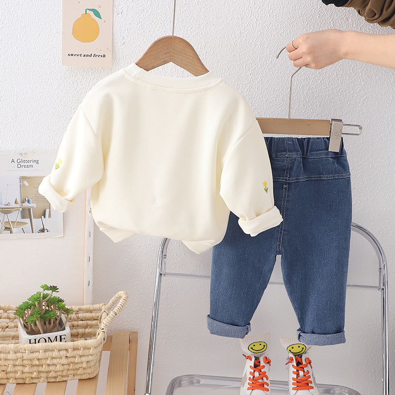 Conjunto Infantil Feminino Florzinhas e Jeans
