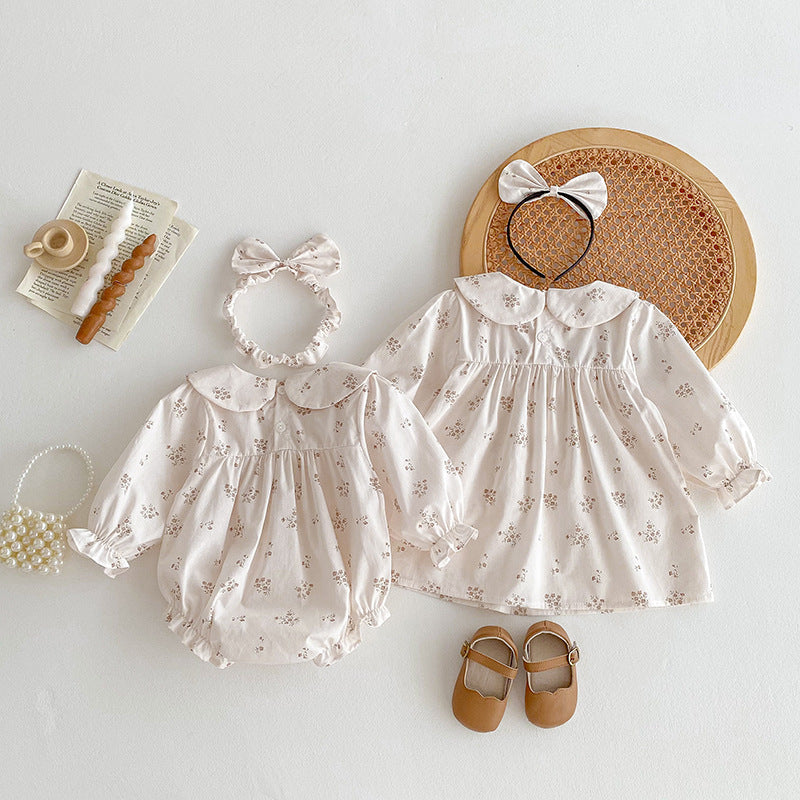 Body/ Vestido Infantil Bolsinhos Florzinhas