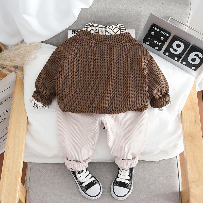 Conjunto Infantil Masculino 3 Peças Tricot Ursinho