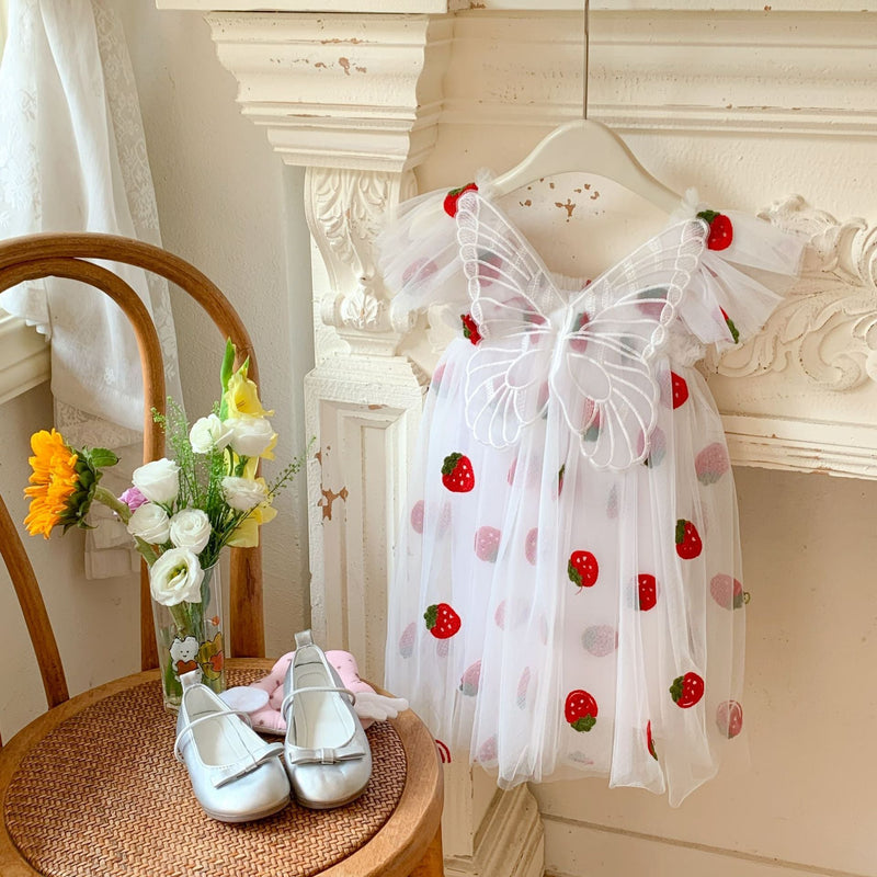 Vestido Infantil Tule Moranguinhos