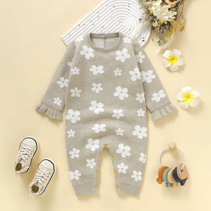 Macacão Infantil Tricô Florzinhas