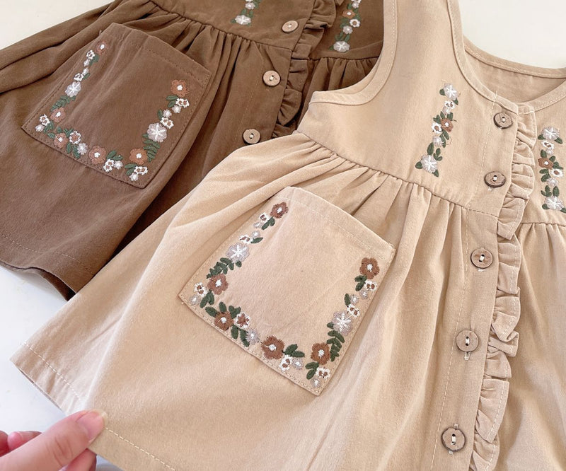 Vestido + Camisa Infantil Bordada Florzinhas