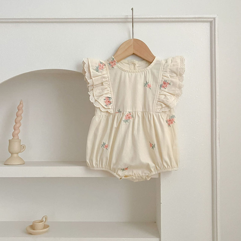 Body Infantil Verão Floral e Renda