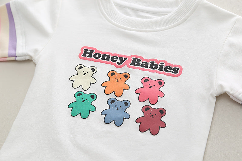 Conjunto Infantil Feminino Jardineira Ursinho e Lístras