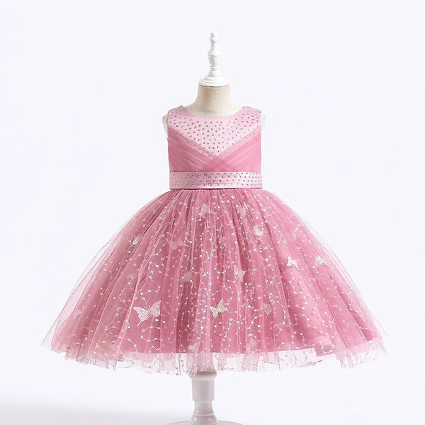 Vestido Infantil De Festa Strass Borboletinhas