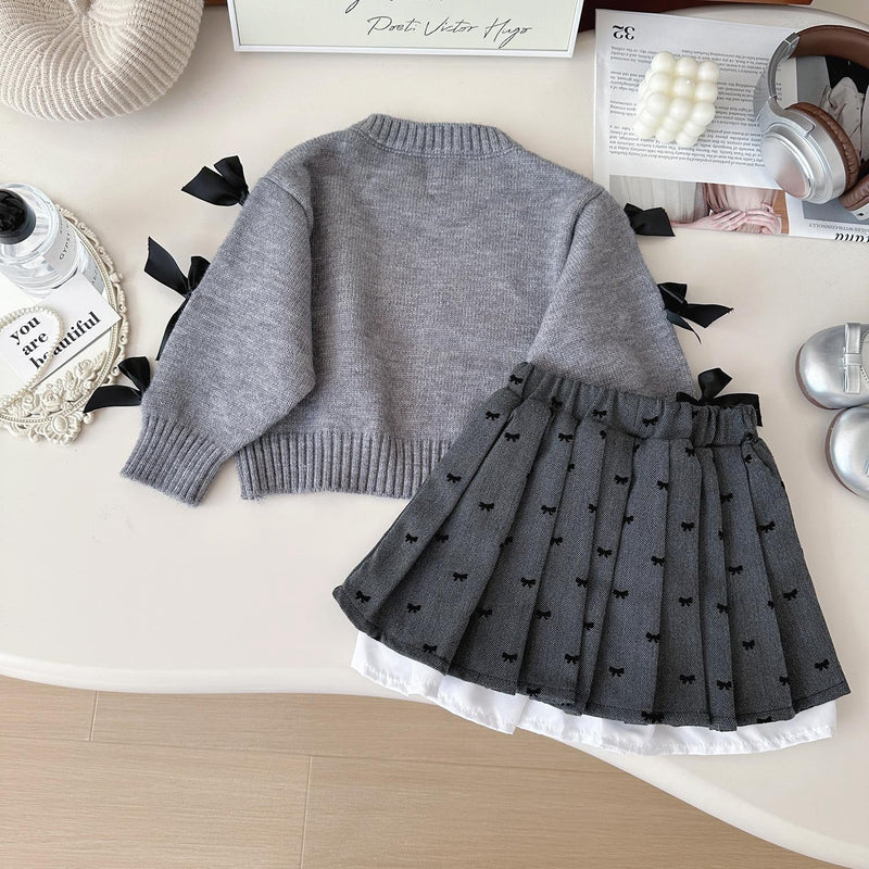 Conjunto Infantil de Tricô Inverno Lacinhos