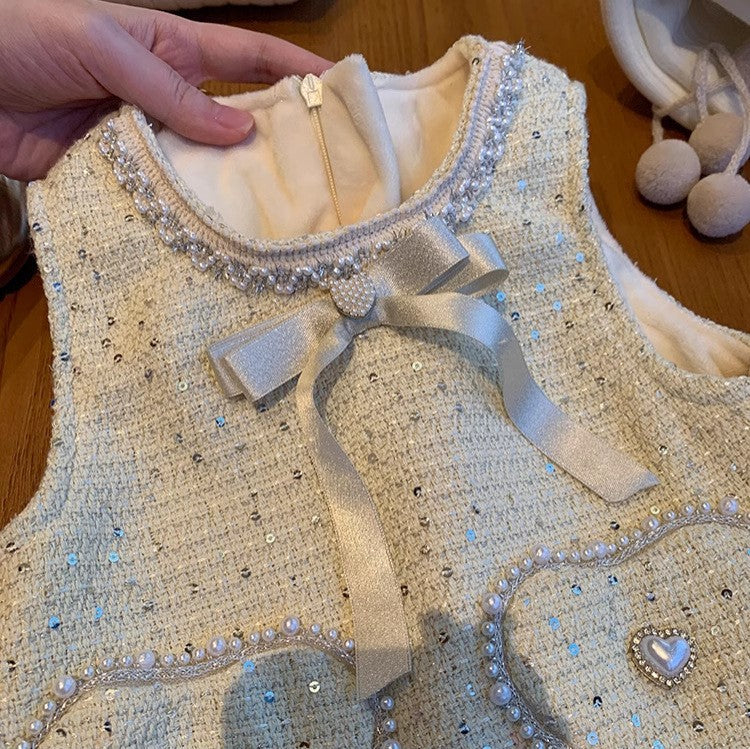 Vestido Infantil Tweed Brilhante