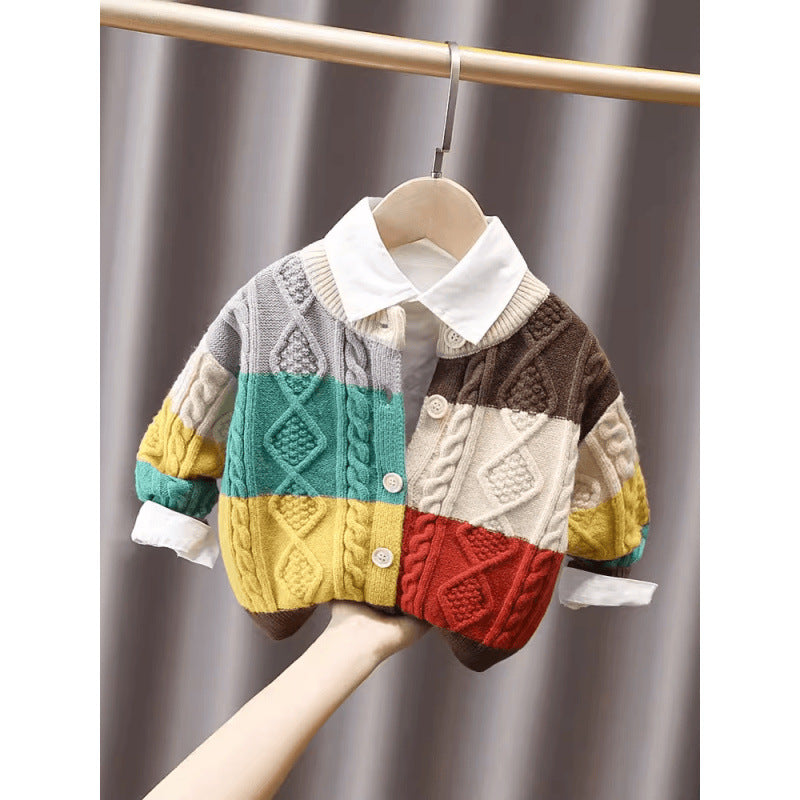 Suéter Infantil Masculino Tricô Colorido