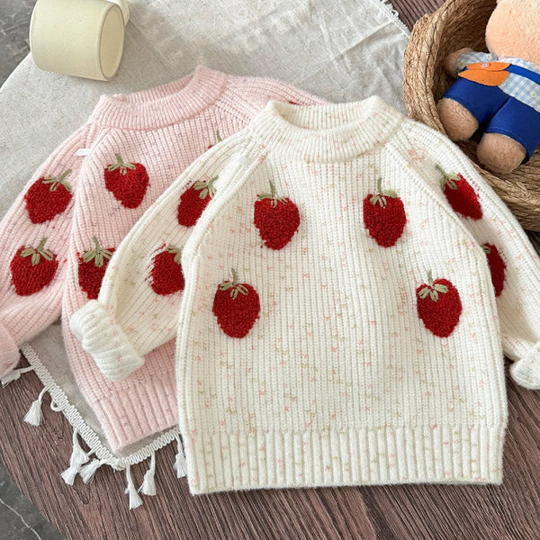 Blusa Infantil Feminina Tricô Moranguinhos