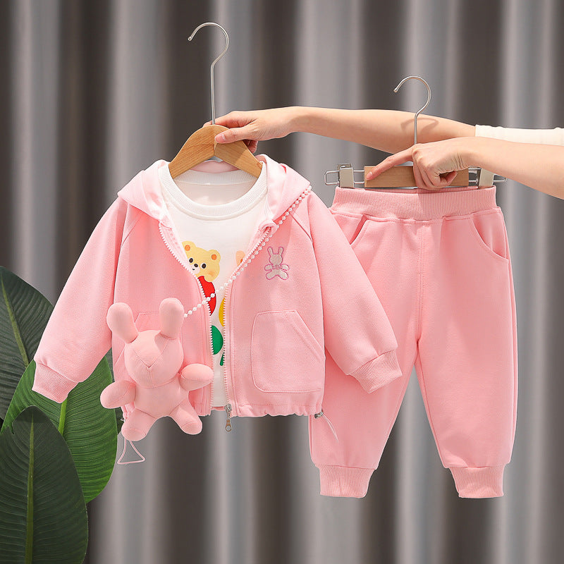 Conjunto Infantil Feminino Coelho 3 Peças Bolsinha