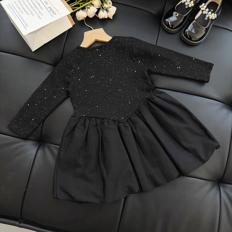 Conjunto Infantil Feminino Vestido  Brilhos + Casaco Lantejoulas