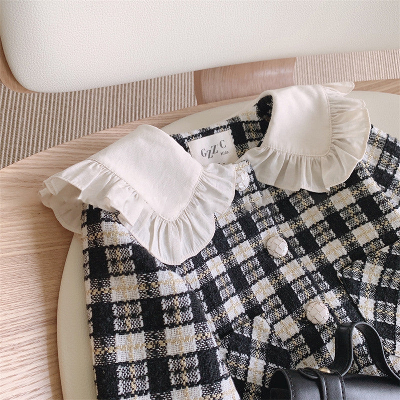 Conjunto Infantil Feminino Xadrez Bolsinhos