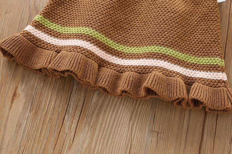 Conjunto Tricô Feminino Inverno Franjinhas