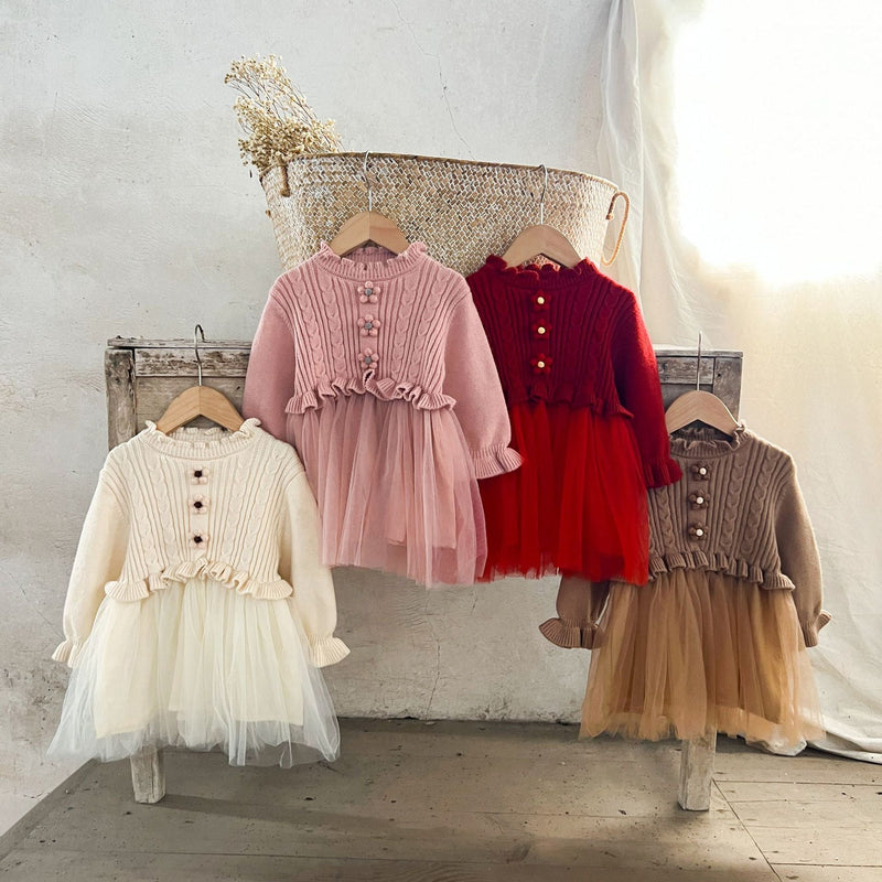 Vestido Infantil Tule e Florzinhas
