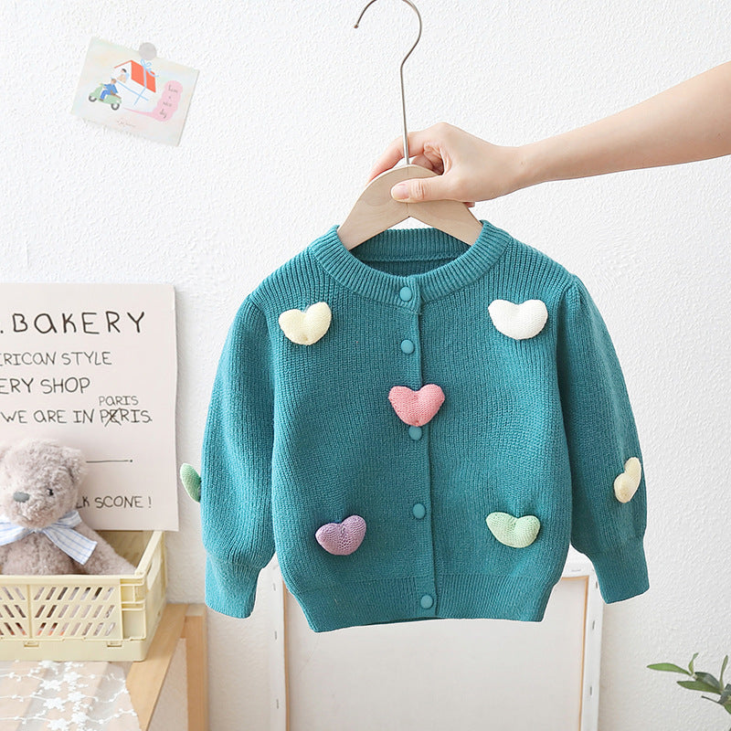 Cardigan Infantil Tricô Coraçõezinhos
