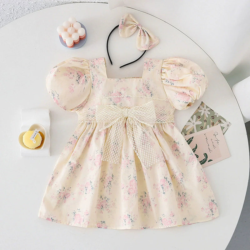 Body/ Vestido Infantil Flores Lacinho