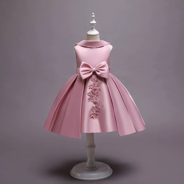 Vestido Infantil Lacinho e Aplíque Floral