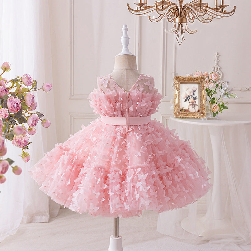 Vestido Infantil Rosa Pequenas Borboletas