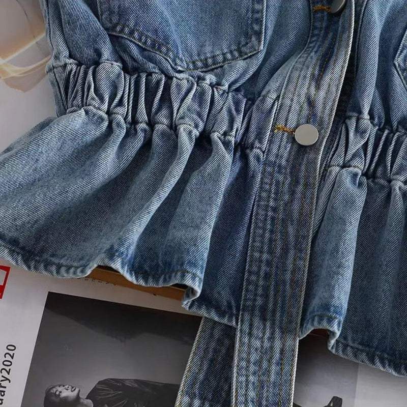 Jaqueta Infantil Feminina Jeans Pérolas