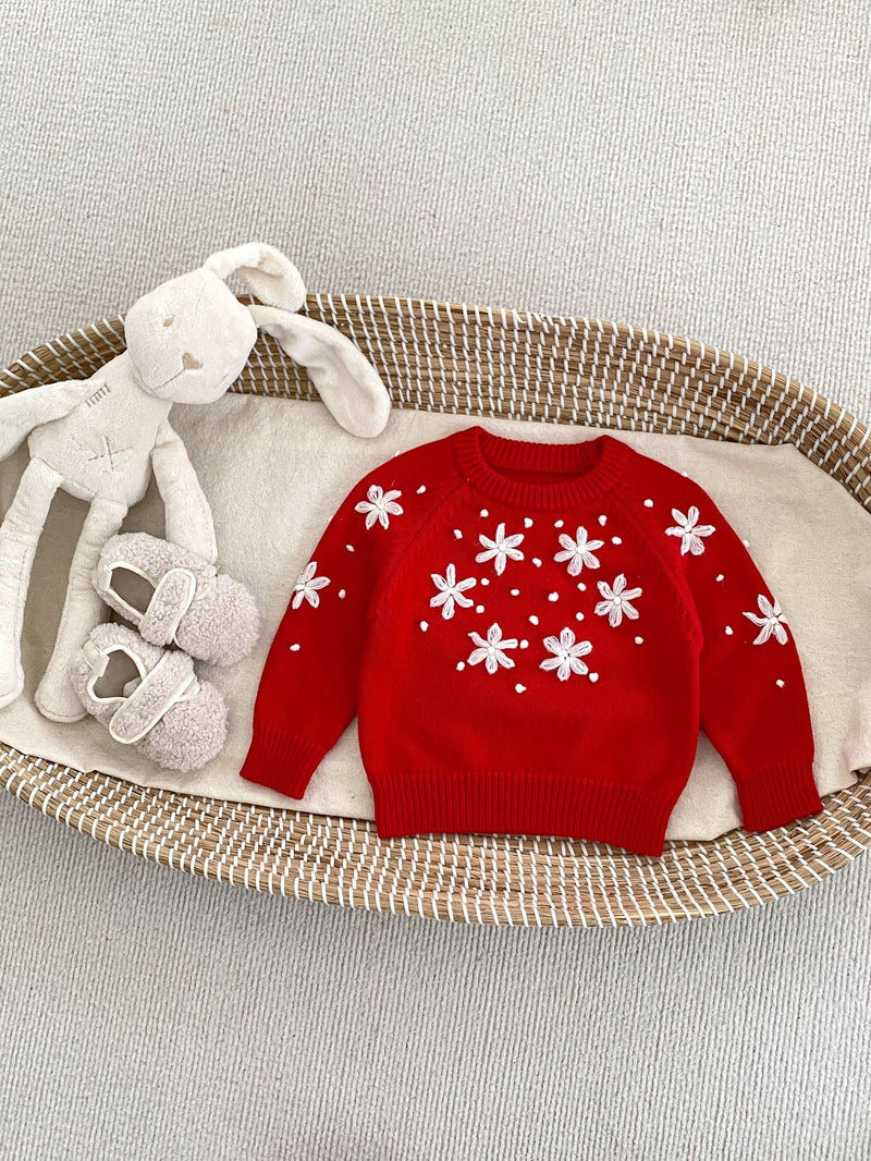 Macacão/ Blusa Infantil Vermelho Florzinhas