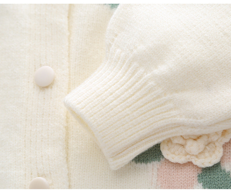 Cardigan Infantil Feminino Florzinhas 3D