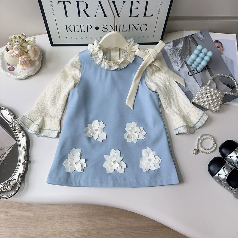 Vestido Infantil Florzinhas + Manga Longa