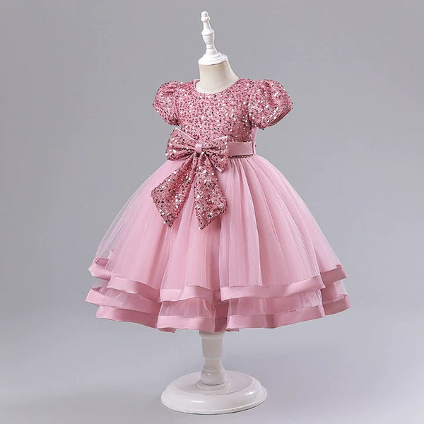 Vestido Infantil Brilhante Lacinho
