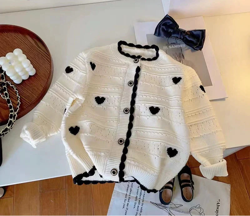 Conjunto Infantil Feminino Tricô Corações e Tule