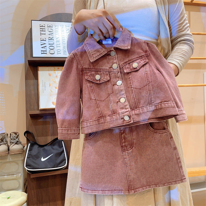 Conjunto Infantil Feminino Jeans Botões