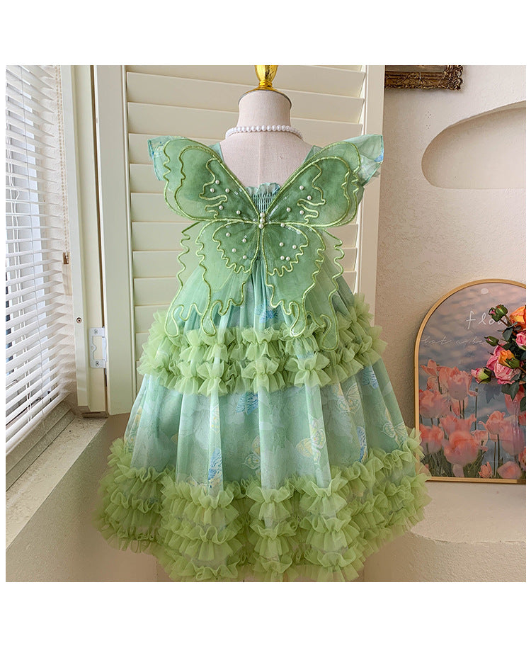 Vestido Infantil Verde Tule Asinha