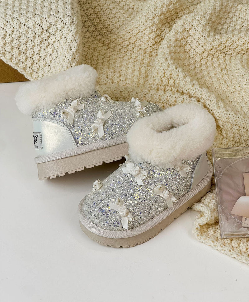 Bota Infantil Feminina Brilhante Lacinhos