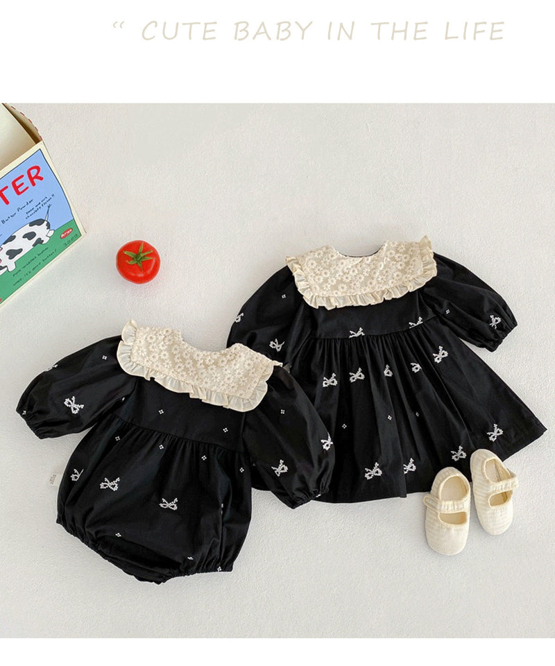 Body/ Vestido Infantil Preto Lacinhos