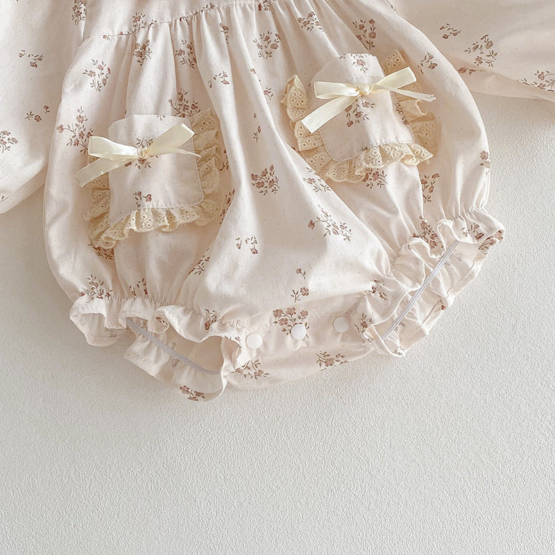 Body/ Vestido Infantil Bolsinhos Florzinhas