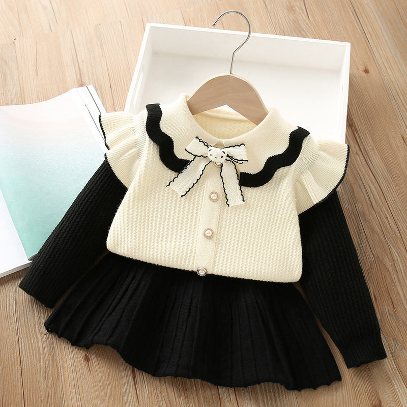 Conjunto Infantil Feminino Trico Laço com Ursinho